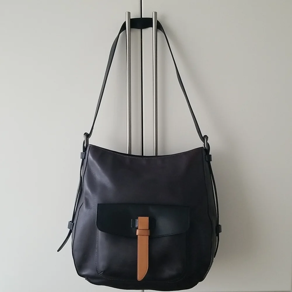 Tumi Santa Monica Mabery Boho Leather Convertible Hobo Shoulder/Crossbod…